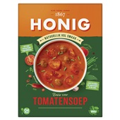 Honig soep in droge vorm tomatensoep voorkant