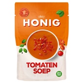 Honig tomatensoep in zak voorkant
