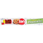 Jan pizzadeeg en tomatensaus achterkant