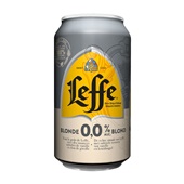 Leffe bier blond 0.0 blik 330 ml voorkant