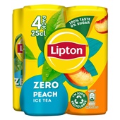 Lipton ice tea peach zero 4x250ml voorkant