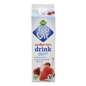 Melkan 0% Vet Drinkyoghurt Aardbei/Kers voorkant