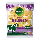Melkan kaas blokjes extra belegen 48+ voorkant