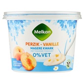 Melkan magere kwark perzik-vanille voorkant