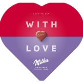 Milka I love Milka chocolade bonbons hazelnoot Doos voorkant