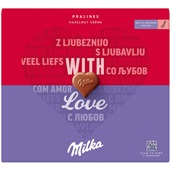 Milka pralines hazelnoot crème with love voorkant