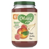 Olvarit baby/peuter fruithapje appel, aardbei en peer voorkant
