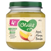 Olvarit baby/peuter fruithapje appel, mango en banaan voorkant