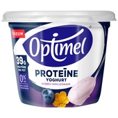Optimel yoghurt proteine bosbes vanille voorkant