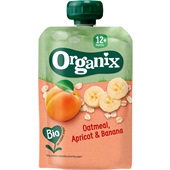 Organix biologisch knijpfruit abrikoos en banaan 12+m voorkant