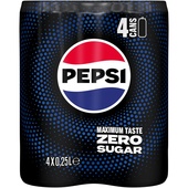 Pepsi zero blik 4-pack voorkant
