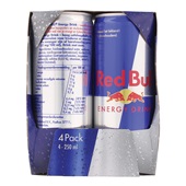 Red Bull Energiedrank Regular 4X25CL achterkant