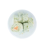 Spar wrap hapjes met zalm voorkant