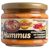 Suntat hummus met sambal voorkant