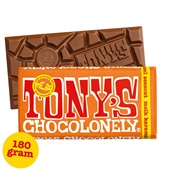 Tony's chocolonely chocoladereep melk karamel Zout achterkant