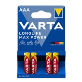 Varta longlife max power AAA 4 stuks voorkant