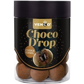 Venco drop melkchocolade met cookie dough smaak en dropvulling voorkant