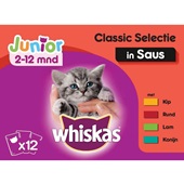 Whiskas kattenvoer junior classic in saus voorkant