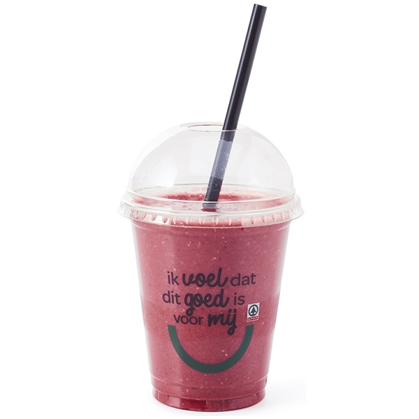verse smoothie glutenvrije/haver/aardbei/braam/framboos/honing/vanille voorkant