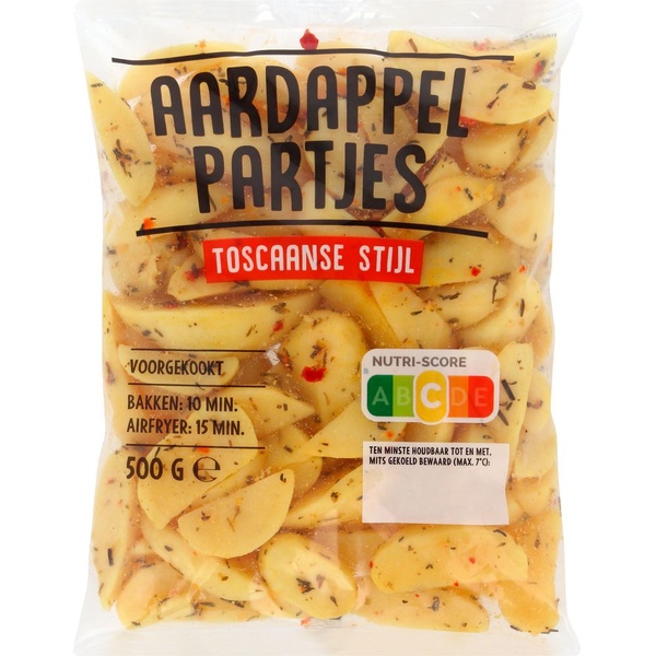 aardappel partjes gekruid voorkant