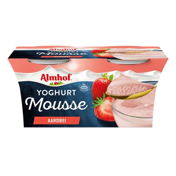 Almhof yoghurt mousse aardbei voorkant