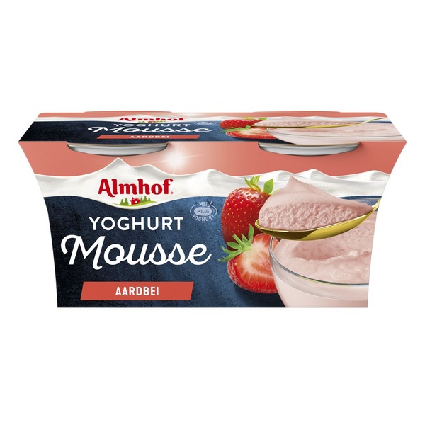 Almhof yoghurt mousse aardbei achterkant