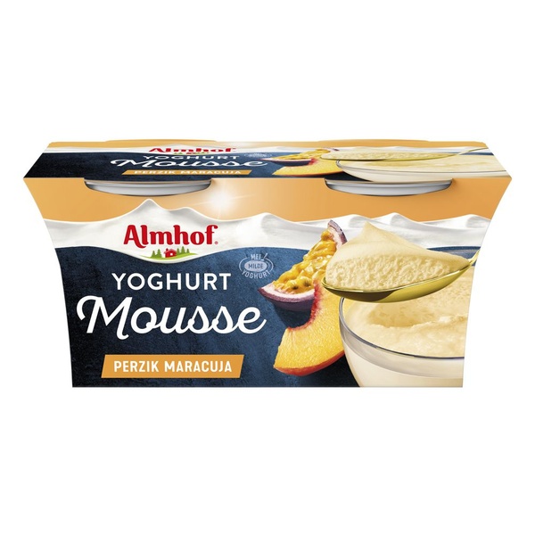 Almhof yoghurt mousse perzik maracuja achterkant