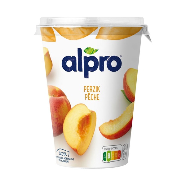 Alpro yoghurtvariatie perzik voorkant
