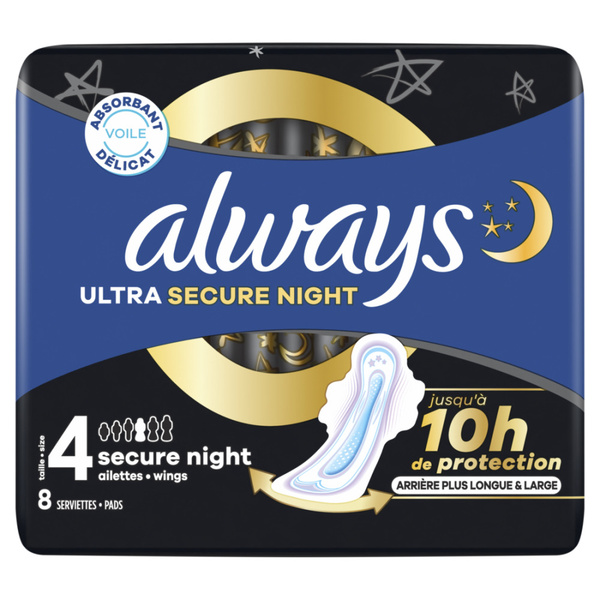 Always Maandverband Secure night met vleugel voorkant