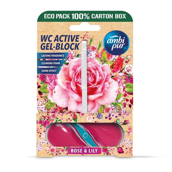 Ambi-Pur toiletblok gel rose & lily voorkant