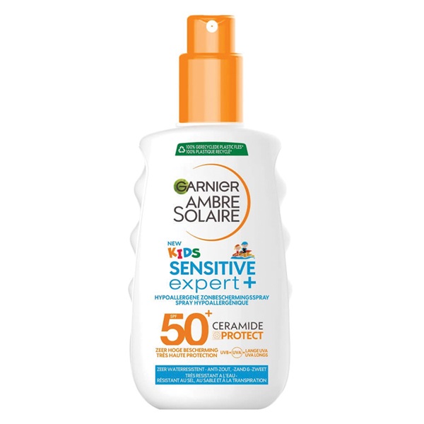 Ambre Solaire sensitive expert kids zonnebrandspray SPF 50+ voorkant
