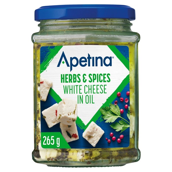 Apetina witte kaasblokjes in olie voorkant