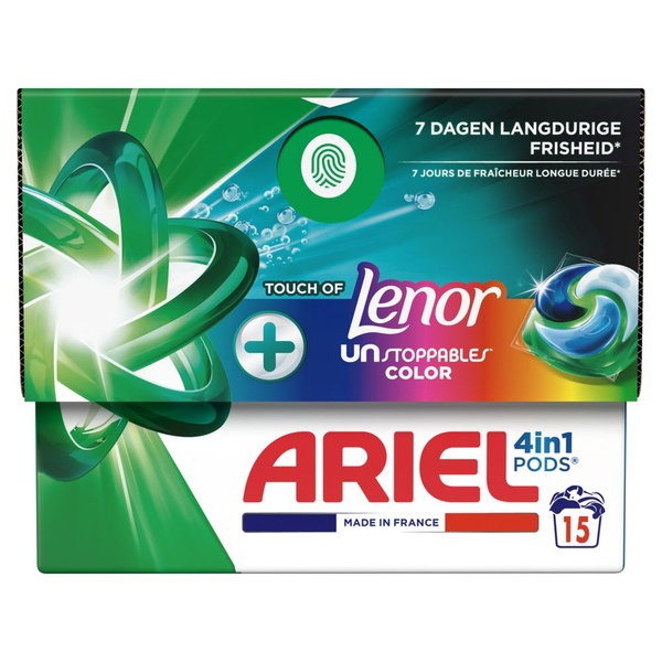 Ariel pods+ 4-in-1 touch of lenor color voorkant
