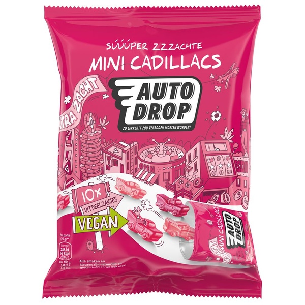 Autodrop drop mini cadillacs vegan achterkant