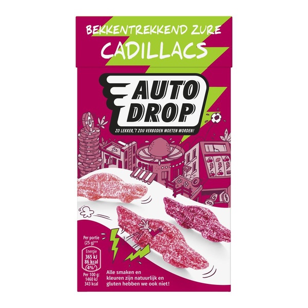 Autodrop snoep absurd zure cadillacs achterkant