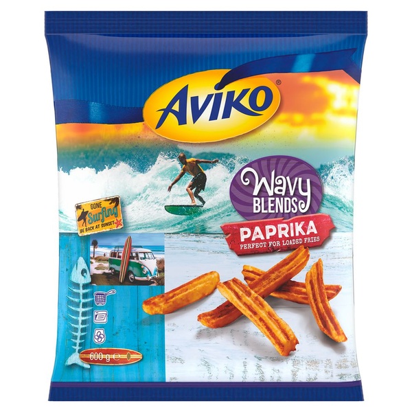 Aviko diepvries frites wavy blends paprika voorkant
