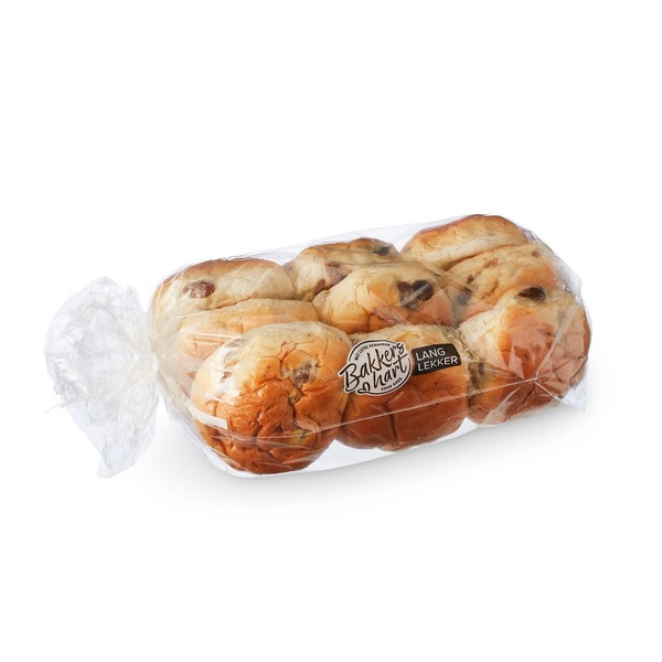 BakkersHart mini rozijnen krentenbollen 9 stuks voorkant