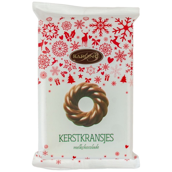 Baronie kerstkransjes melkchocolade voorkant