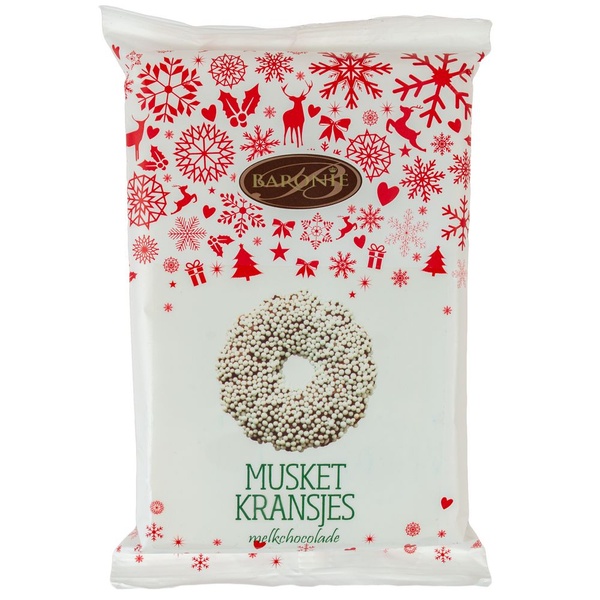 Baronie musketkransjes melk wit voorkant