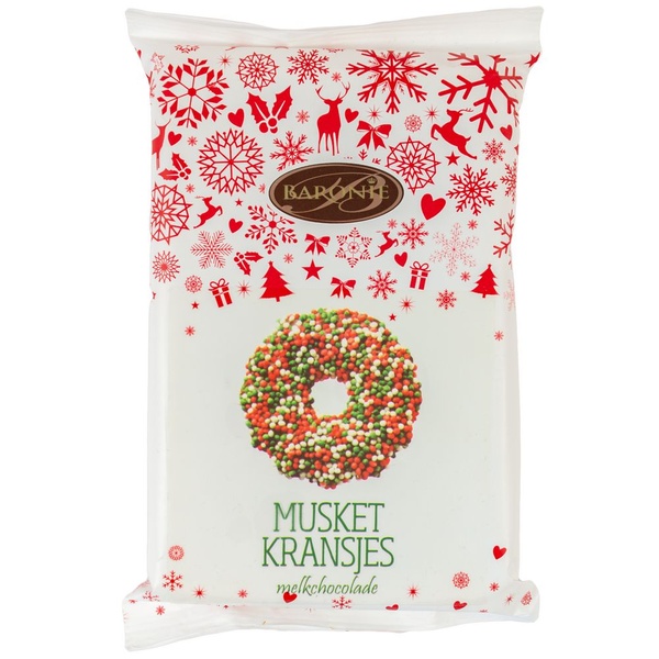 Baronie musketkransjes melkchocolade meerkleurig voorkant