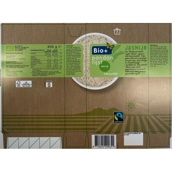 Bio+ Biologische pandanrijst voorkant