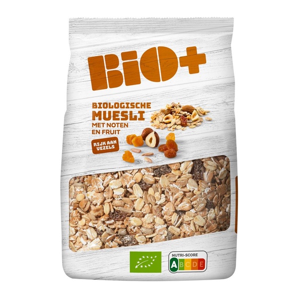 Bio+ muesli noten en fruit voorkant