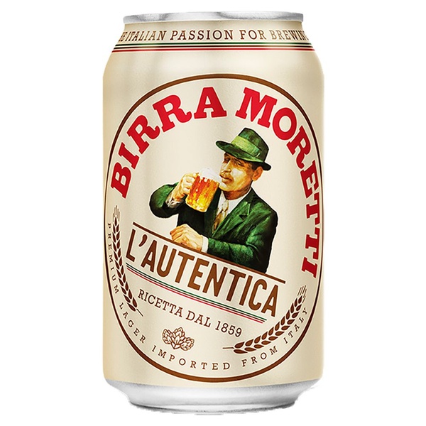Birra moretti pils blik 330 ml voorkant