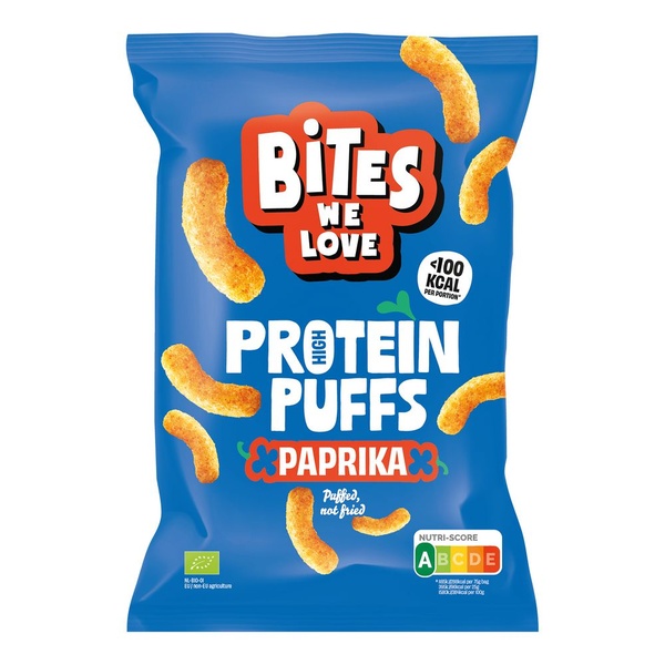 BitesWeLove protein puffs paprika voorkant