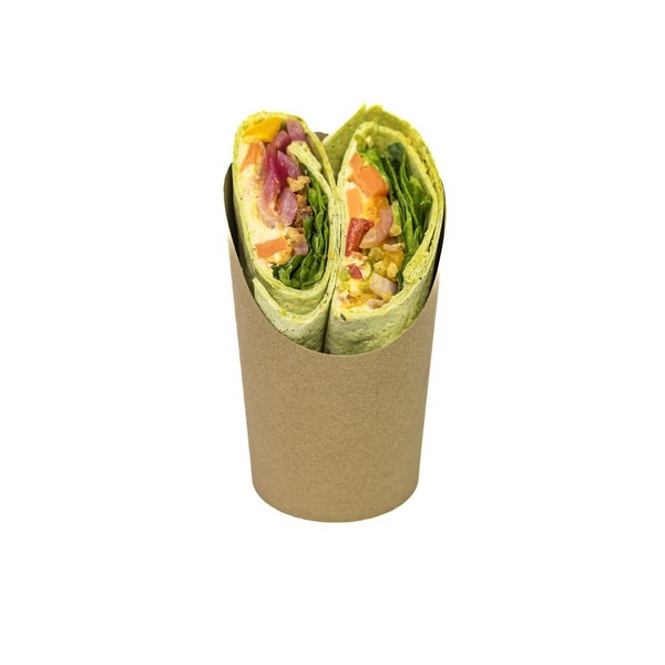 Bloemcool vegan spinazie wrap hummus gegrilde groenten voorkant