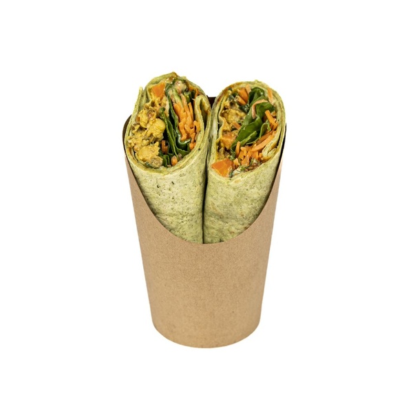 Bloemcool vegan spinazie wrap pittige seitan voorkant
