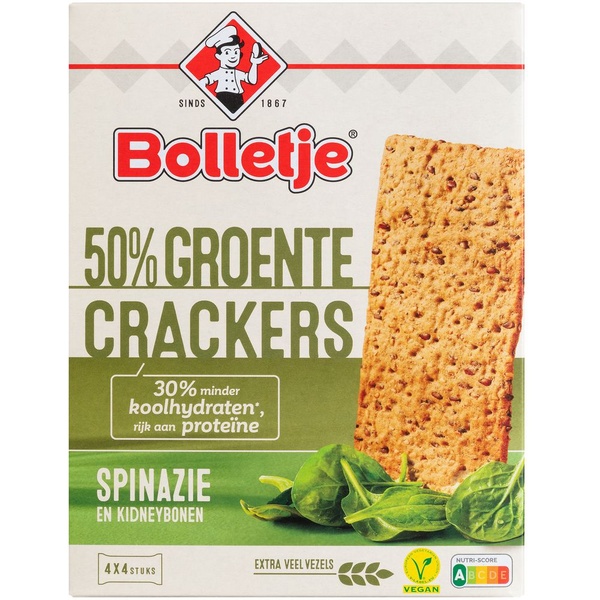Bolletje cracker groente spinaze voorkant