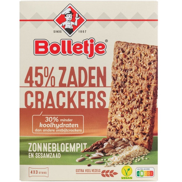 Bolletje crackers zaden zonnebloempit en sesam achterkant
