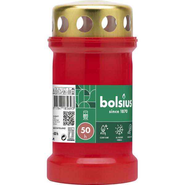 Bolsius Bolsius Graflicht Memorial Lights met deksel rood voorkant