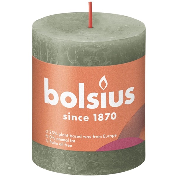 Bolsius stompkaars fresh olive klein voorkant